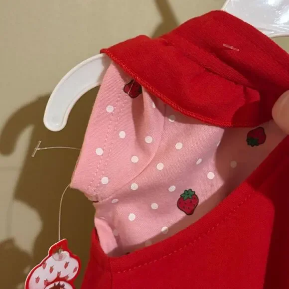 Strawberry Shortcake Baby Girl 2 Piece Set Overalls Red Pink NWT 3M 3 Month - Picture 7 of 8